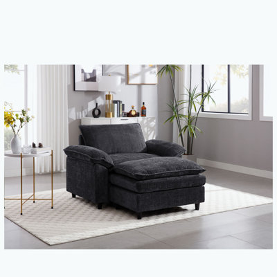 Fauteuil surdimensionné avec repose-pieds Chenille