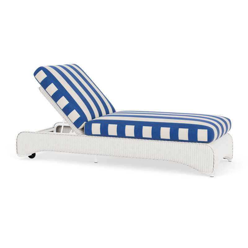 Loom Outdoor Chaise Lounge, White, Beach Navy