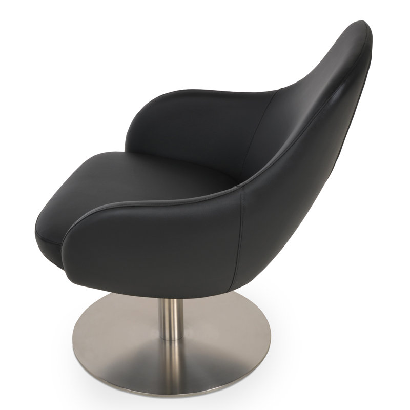 Gazel Arm Lounge Round Swivel Armchair, Black