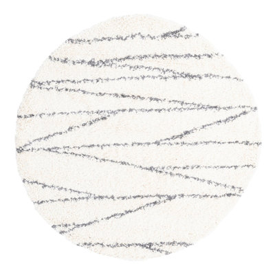 Tapis rayé blanc / gris Abrahams