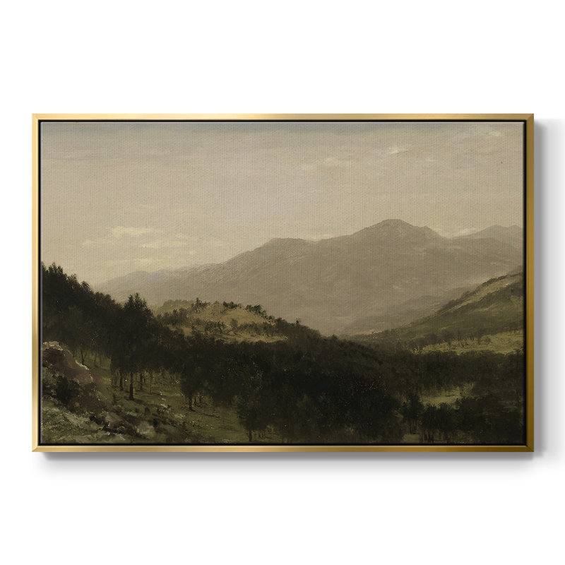 Paysage rétro - DLXV, Toile avec cadre flottant or, H 17 po x l 25 po x P 2 po