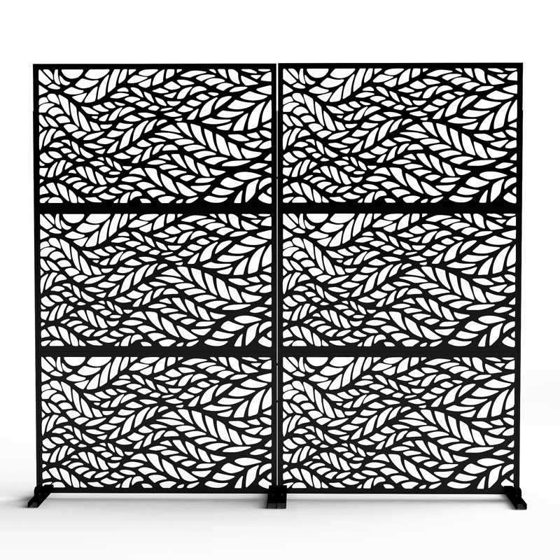 Panneau de clôture en métal 72,5 po x 47,5 po (ensemble de 2), Noir, noir, noir, noir