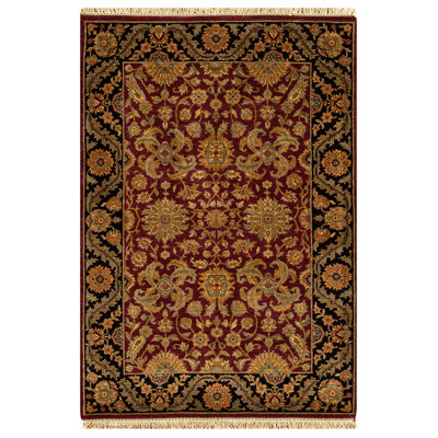 Hand-Knotted High-Quality Red and Black Area Rug