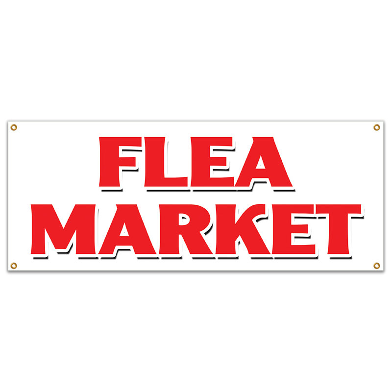 Affiche de marché aux puces, H 18 po x l 48 po x P 0,1 po