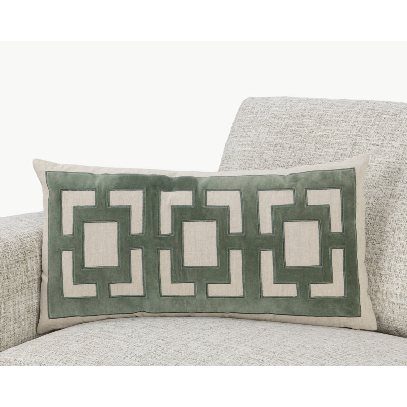 Corbin Pillow Cover & Insert, Rectangle 14"H x 26"W, Green