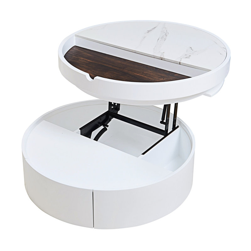 Table basse ronde avec tiroir
