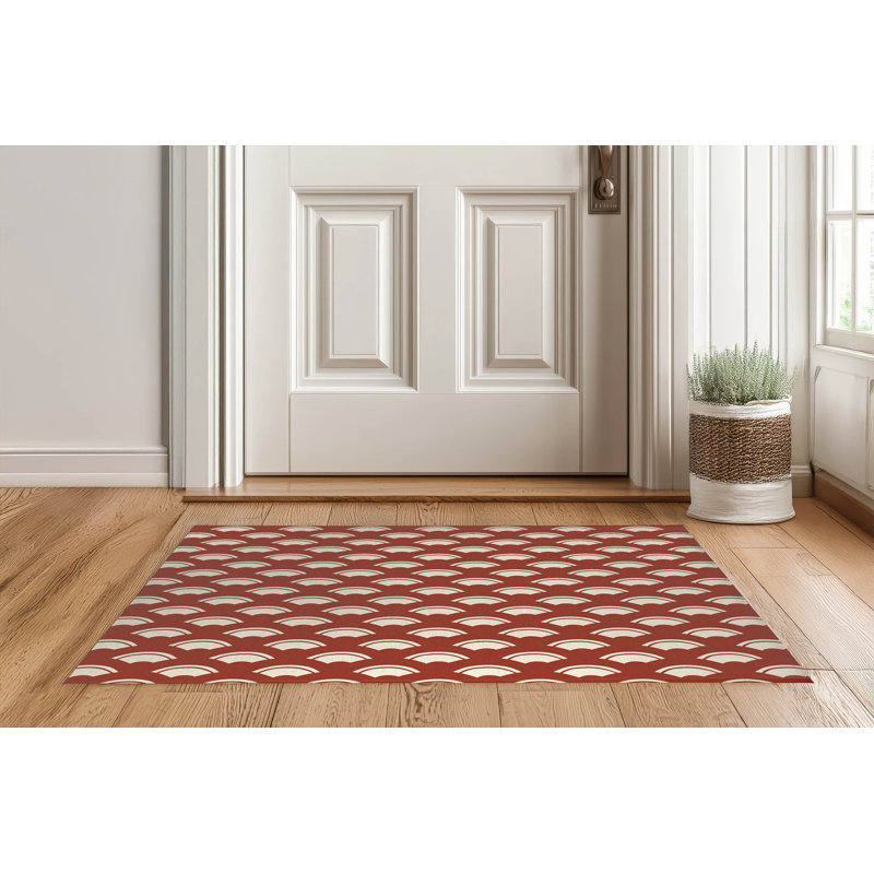 Tapis d'entrée intérieur ultra mince, léger et antidérapant à motif de vagues de l'océan japonais, Brick Clay