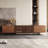 Roanoke 94.48 Inch Extra Long TV Stand for 100 Inch TV Slatted Media Console Entertainment Center with Storage Walnut