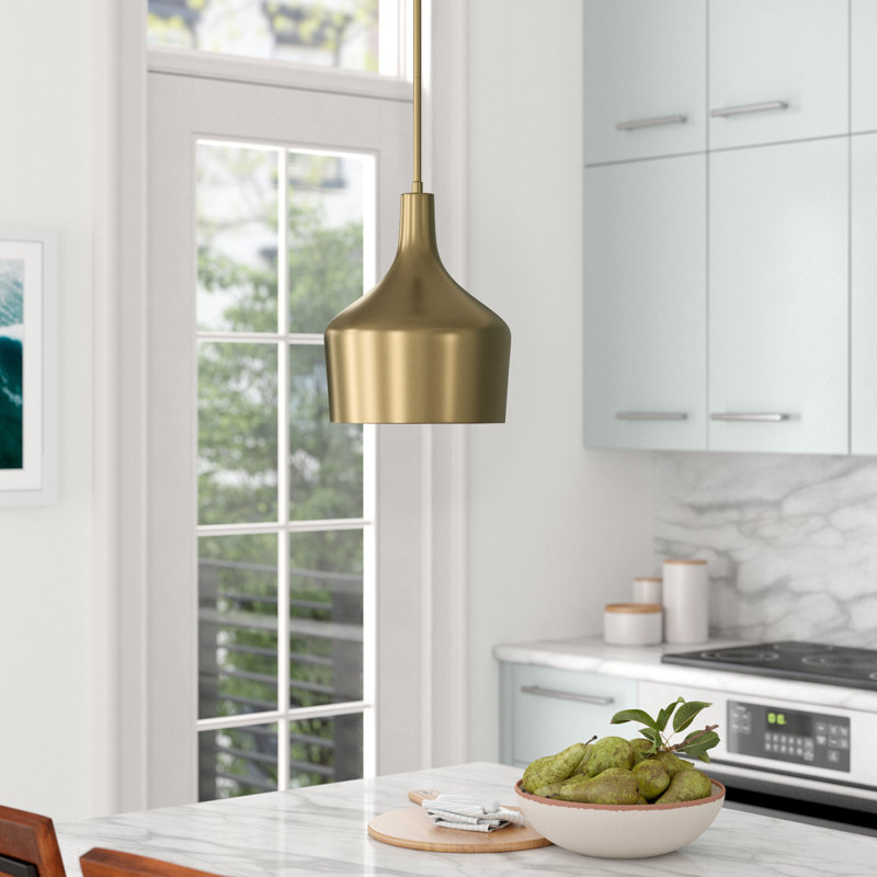 Venegas 1-Light Single Bell Pendant in Natural Brass, Natural Brass