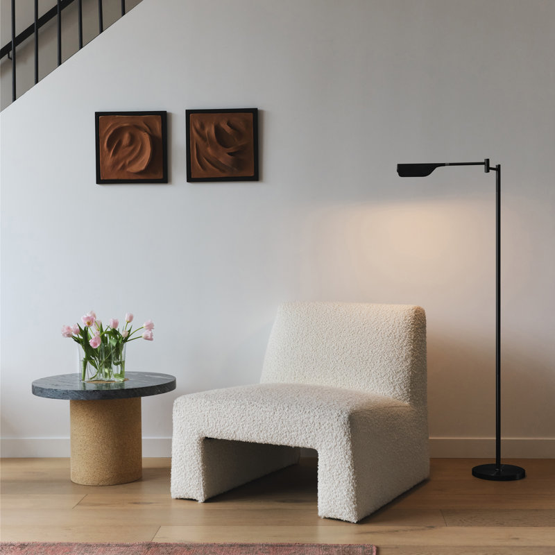 Leaf 53 in. Industrial Vintage Reading Floor Lamp with Metal Shade and 3-Way Dimming Options - Integrated LED Light, Black