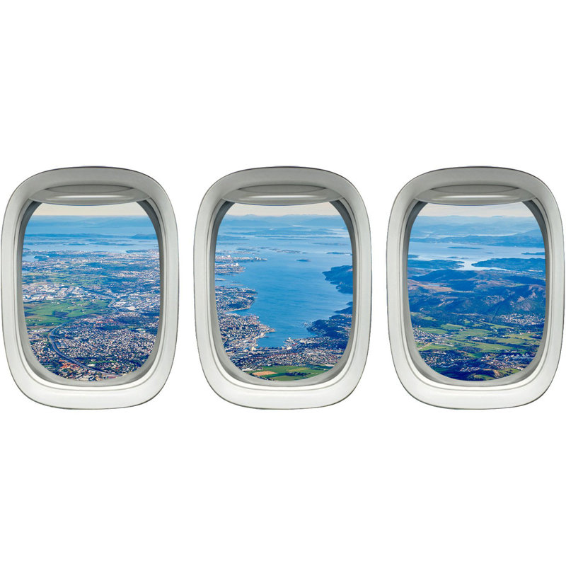 Ensemble de 3 décalcomanies murales aéronautiques pour fenêtre avion