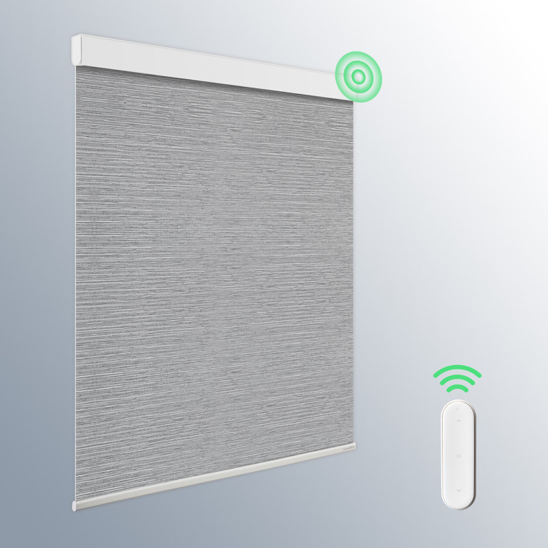 No-drill Motorized Blackout Roller Shade, 34"W x 72"L, Gray