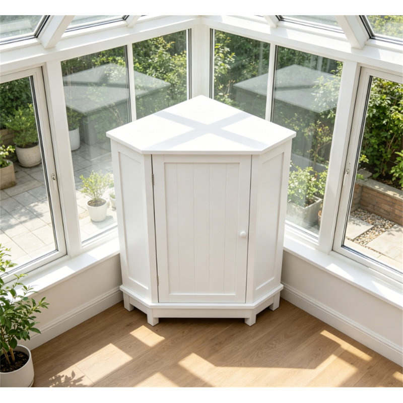 Armoire de salle de bain Armoire de rangement de coin triangulaire avec tablette ajustable 