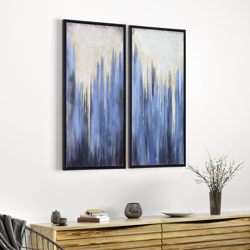 «Snowy Drip 1 and 2» par Martin Edwards - Ensemble de 2 peintures sur cadre flottant