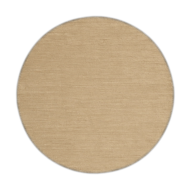 Tapis beige uni d'intérieur et d'extérieur, Rond 5 pi