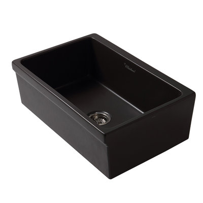 Whitehaus 30” Reversible Single Bowl Fireclay Kitchen Sink: 2-1/2" Lip, Beveled Front Apron