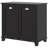 Bathroom Floor Cabinet With Tilt Out Hamper, Dual Compartment. Modern Washroom Storage, Black. Large Towel Holder. Separate Storage For & Dark. Made, Water-. Toppling Design. Wall-Fixable. 30" W X