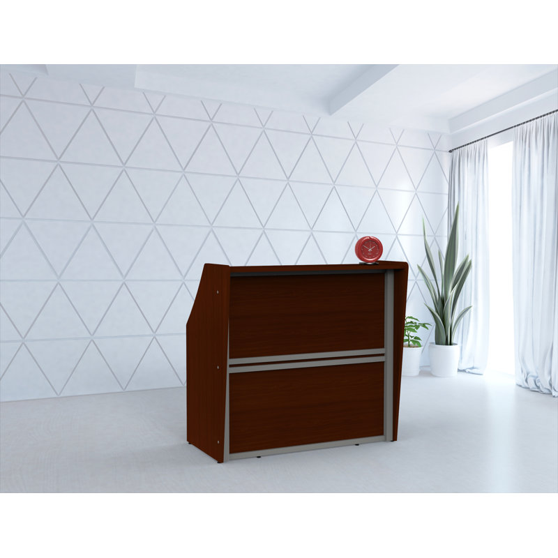 Previlus Rectangle Synthetic Laminate Reception Desk, Cherry