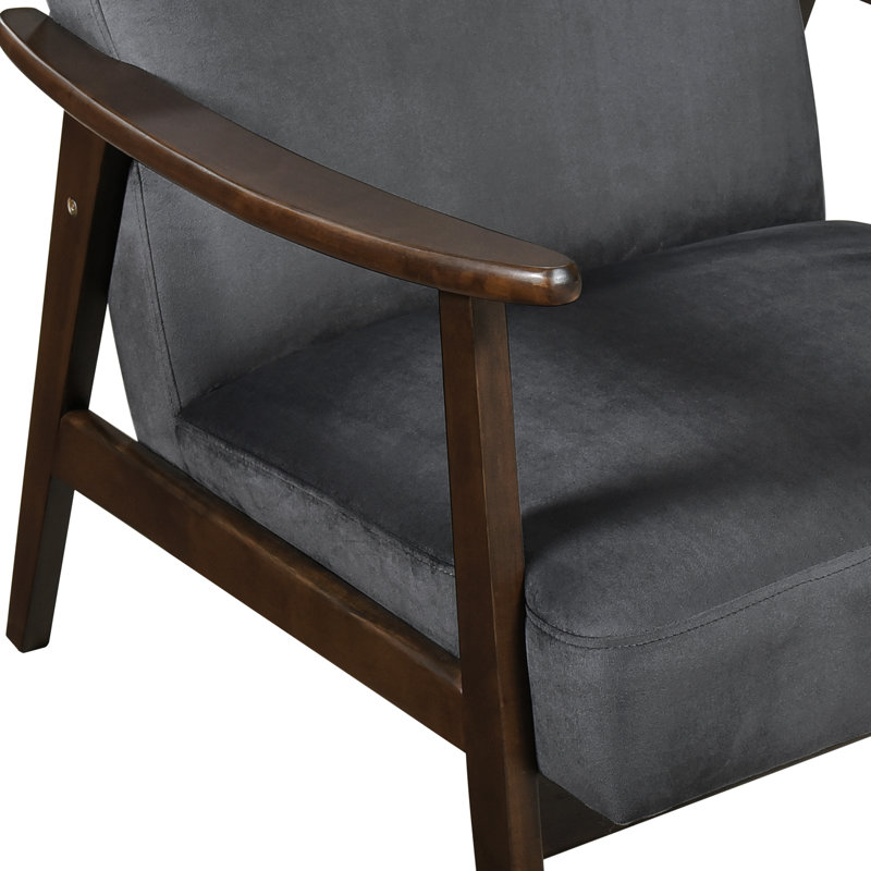 Chaise d'appoint en mousse, design moderne de style Mid-Century, velours gris foncé, chaise à structure en bois massif stable avec tissu en velours, flair, fabrication durable