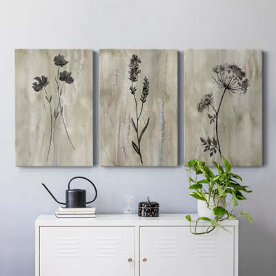 «Sumi-e Silhouette I», ensemble de 3 reproductions d'art sur toiles tendues