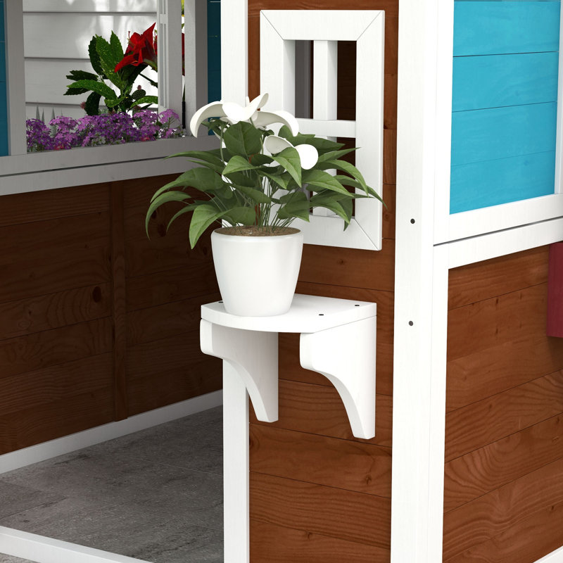 Maisonnette pour enfants, maisonnette d'extérieur en bois pour la cour arrière, beige