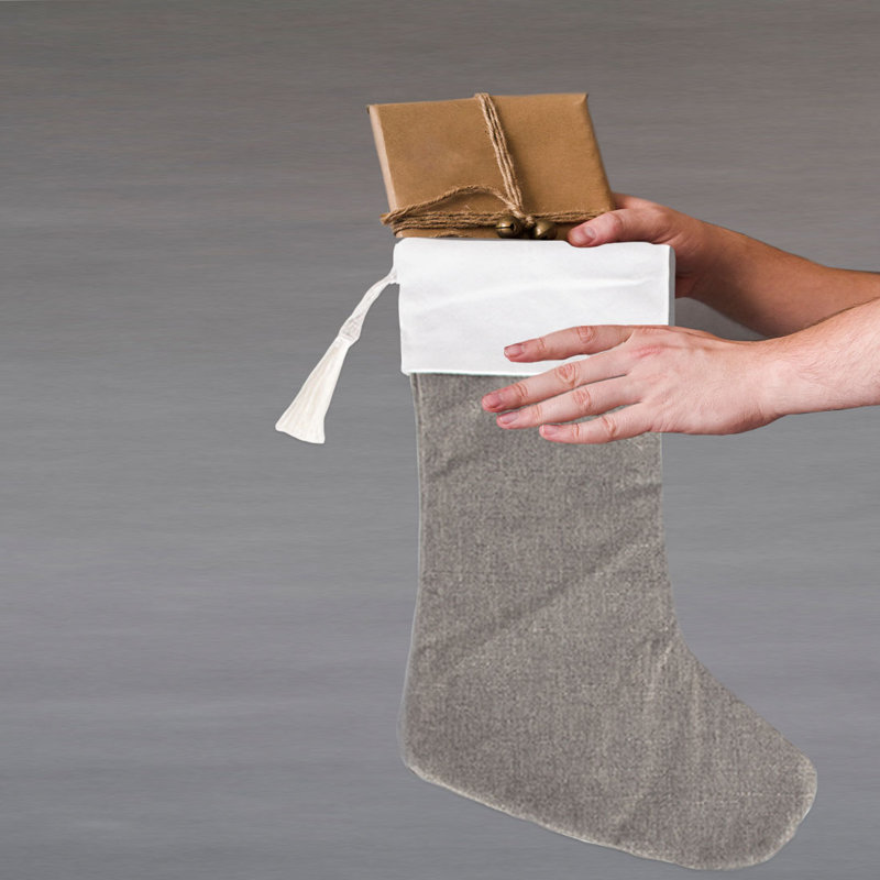 Chaussette de Noël avec pampille, Gris foncé