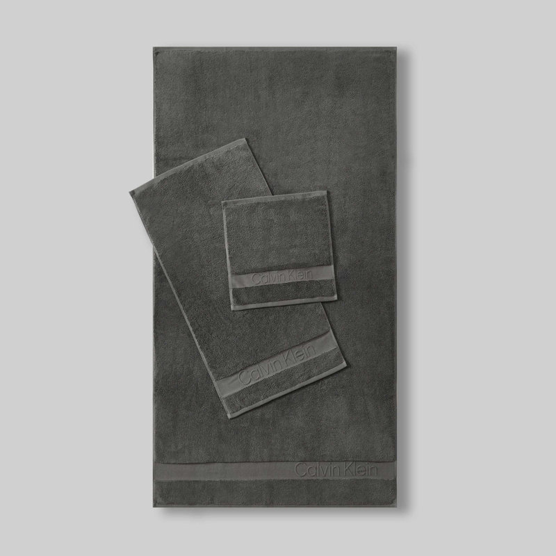 Calvin Klein Iconic Cotton Solid 3 Piece Towel Set, Gris
