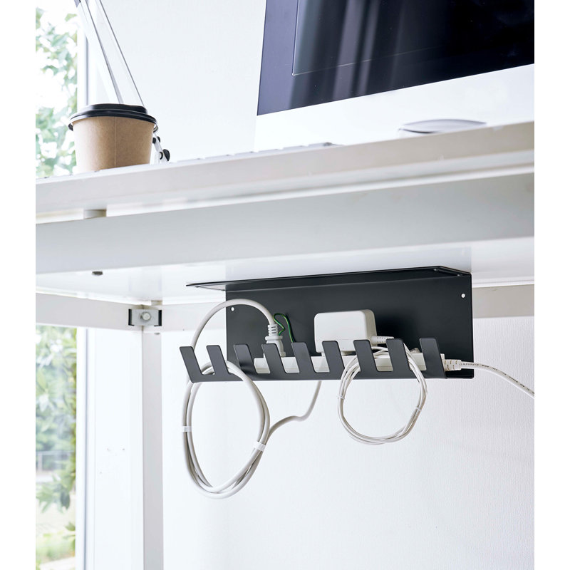 Black Steel Under-Desk Cable Management Organizer