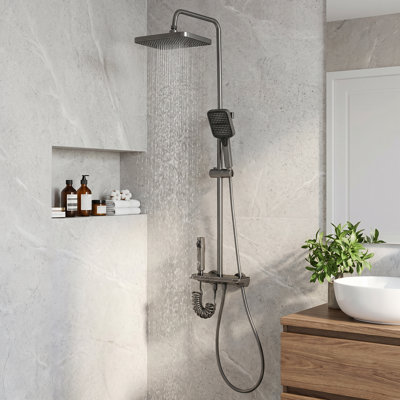 Wall-Mount Bathroom Piano-Key Panel Shower System Set