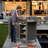 Outdoor Aluminum Grill Cart PE Wicker Bar Cart and Cabinet with Storage