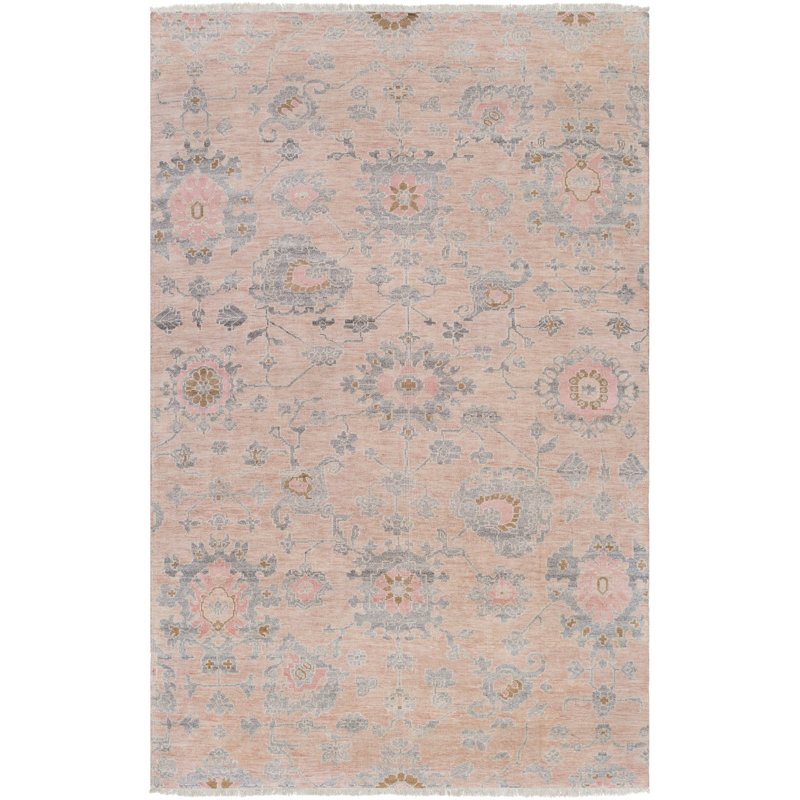 Daison Viscose Floral Indoor Rug, Rectangle 6' x 9'