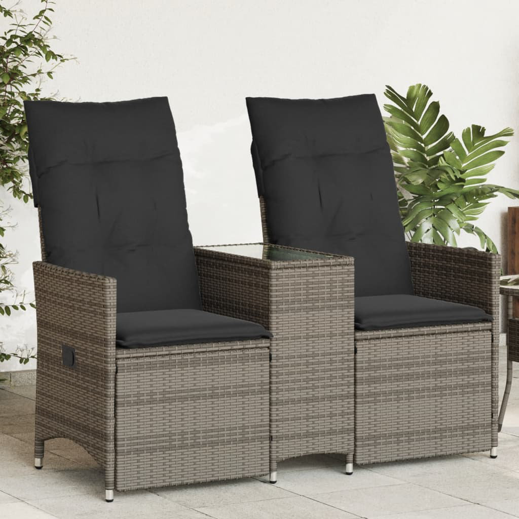 Vidaxl Gartensofa 2-Sitzer Verstellbar Mit Tisch aus Polyrattan