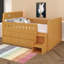 Structure de lit double en bois avec tête de lit à DEL, 4 tiroirs de rangement et échelle, conception peu encombrante pour la chambre à coucher-1372372899