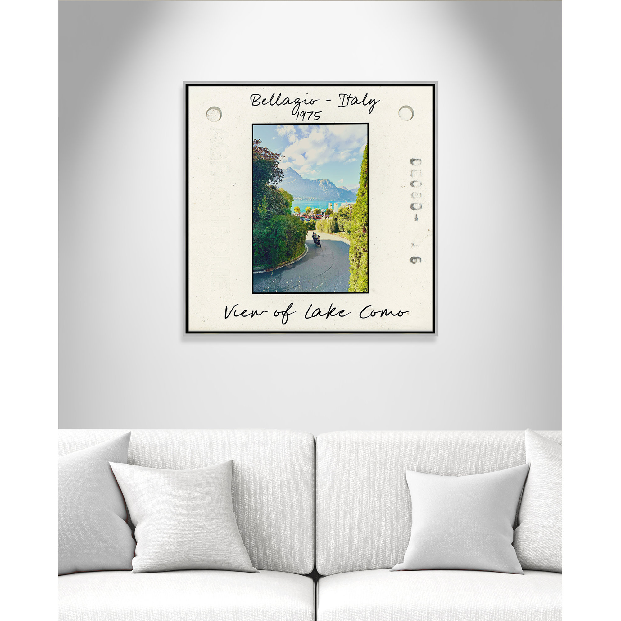 Belaggio, Italy - View of Lake Como Print by Susan Jill, 31.5" H x 31.5" W x 2" D, Silver Floater Framed Canvas