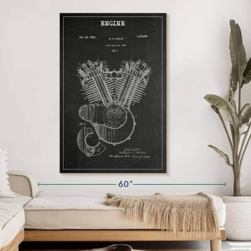 Moteur BW - impression sur toile tendue, H 51 po x l 34 po x P 1,25 po