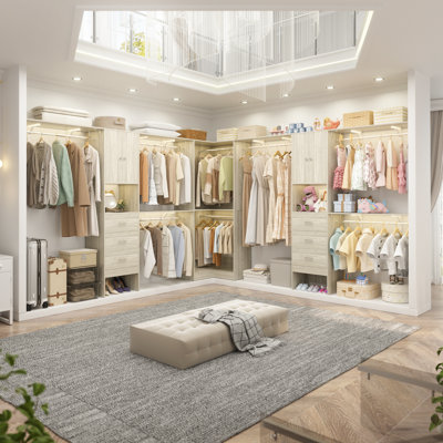 127"× 127" Corner Closet System With Door And 6 Drawers