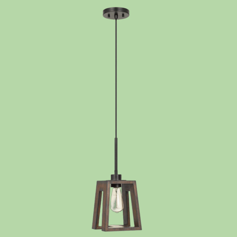 Suspension Biel en bois, 17 po H, 1 lumière, fini bois/fer, culot E26, 60 W