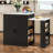 Extendable Island Console With Drawers, Double-Door Cabinet, And Open Shelving. Serves As Dining Table, Temporary Breakfast Bar, And Afternoon Tea Lounge