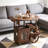27.95" Modern Retro Hand-Pushed Solid Wood Double-Layer Storage Cart for Home Use, Mobile Living Room Serving Cart | Walnut Solid Wood Material