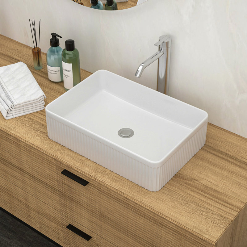 Lavabo de salle de bain rectangulaire en céramique blanche 19,63 "X 13,69"