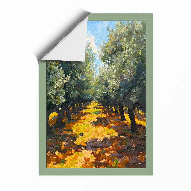 Olive Harvest Path Rustic - Framed Print, Unframed, A2 - 59.4 x 42.0 cm