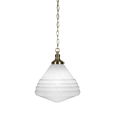 Chesterwood Chain Hung Pendant Shown With 14" White Marble Glass