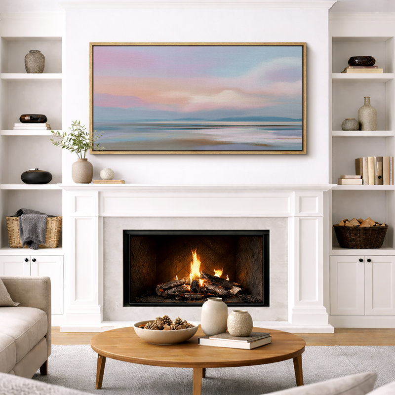 «Pastel Sunset Seascape», sérénité côtière, images de chambre à coucher, impression sur toile encadrée, Cadre naturel