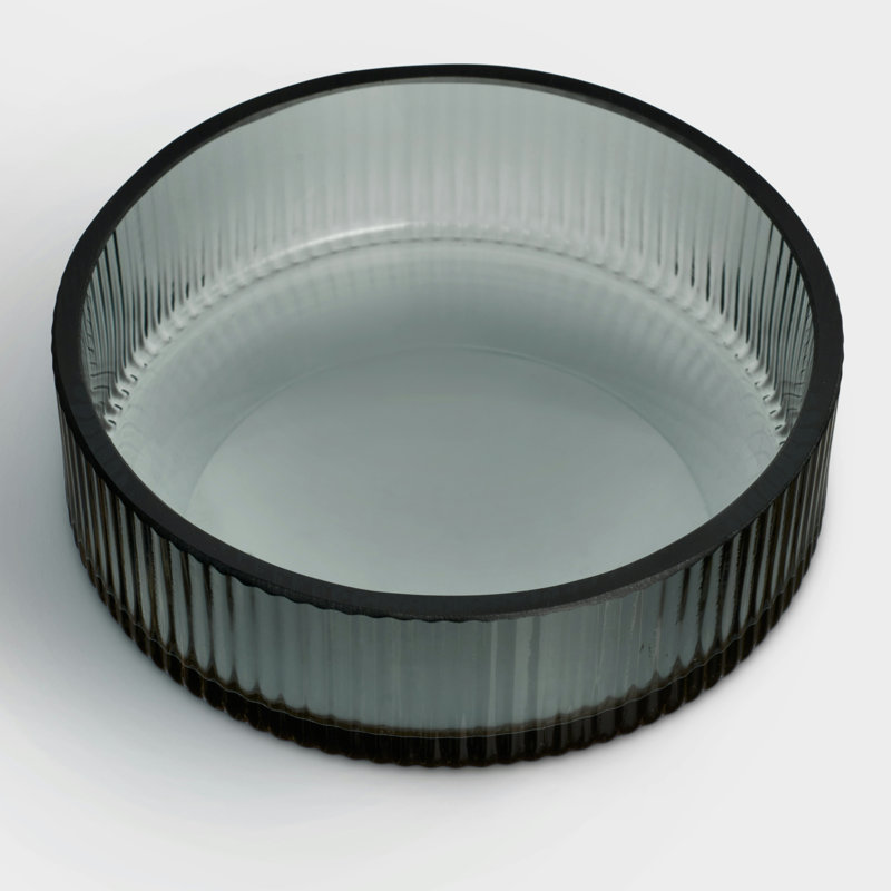 Ensemble Handmade Glass Table Vase, Blue/Gray, 2.4" H x 6.3" W x 6.3" D