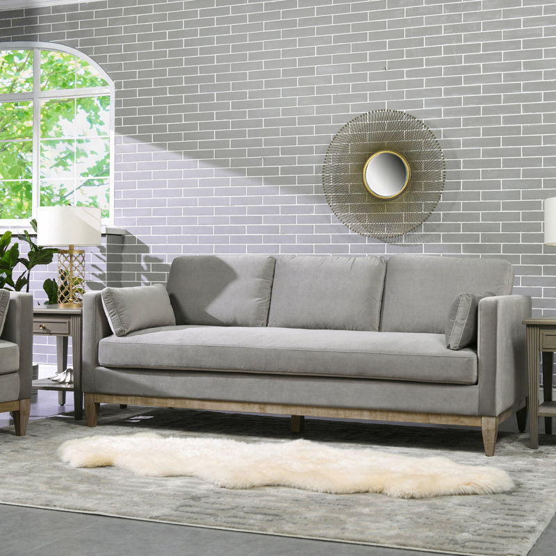 Canapé de ferme moderne de 84 po Knox, velours gris opale