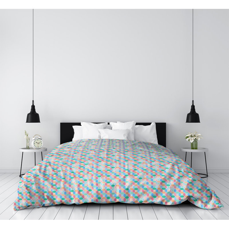 Katelyn Elizabeth Geometric Shapes Duvet Cover, King Duvet Cover, Microfiber, Orange/Teal