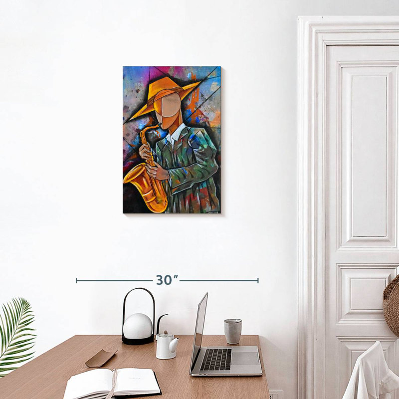 Abarca Cubism Saxophonist, H 24 po x l 16 po