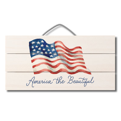 America the Beautiful Decorative Slatted Pallet Wood Sign 12" by 6"
