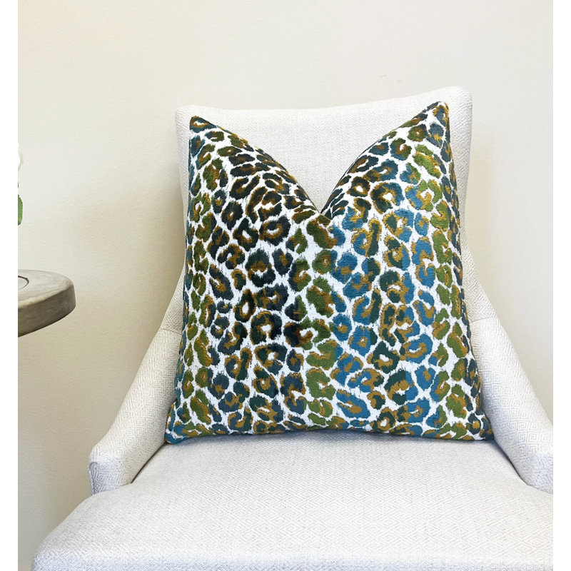 Housse de coussin en velours Leopard, Vert, H 22 po x l 22 po