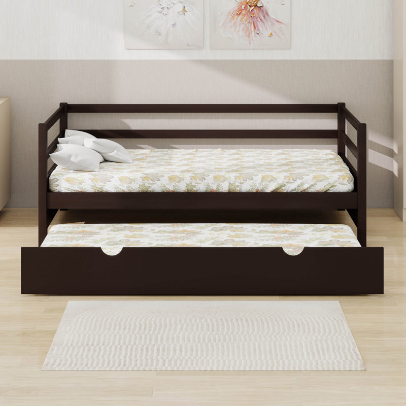 Wood Daybed Frame With Trundle, Brown